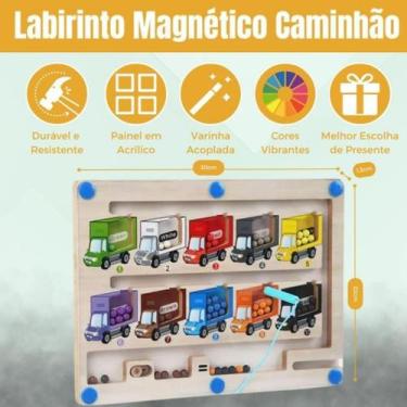 Imagem de Brinquedo Educativo Quadro Magnético de Madeira Criança Montessori Can