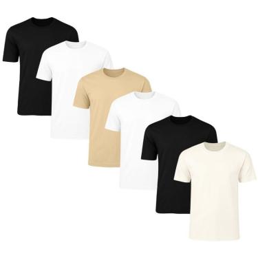Imagem de Kit 6 Camisetas Masculina Lisa Básica 100% Algodão 02-Masculino