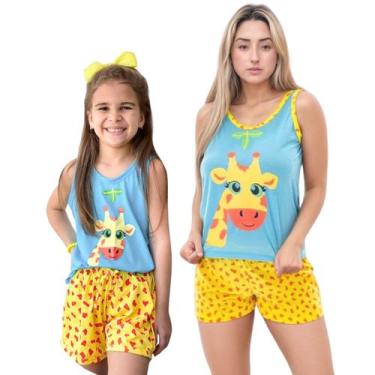 Imagem de Kit Pijama Mãe e Filha Baby Doll Regata Girafa Conjunto - PIJAMAS VIÇO