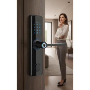 Imagem de Fechadura Eletrônica: Biometria, Senha e Chave de Emergência - Congrat
