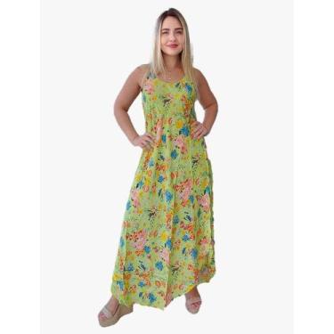 Imagem de Vestido Feminino Indiano Alça Trapézio Longo Plus Size 5044 - Aleci Fa