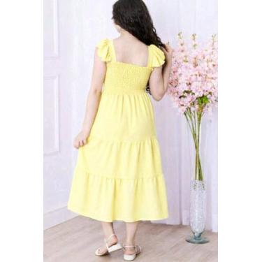 Imagem de Vestido longo três maria - MODAS LEONARDO, Amarelo bebe, 10