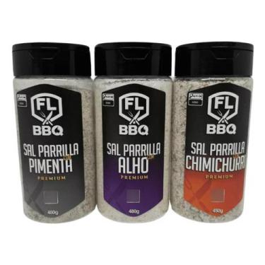 Imagem de Sal de parrilla temperado chimichurri alho pimenta flbbq - kit flbbq