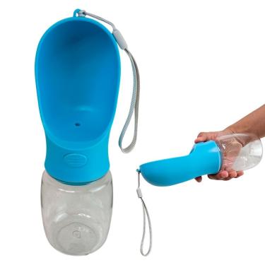 Imagem de Garrafa Bebedouro Portátil para Pets AB Mídia SU-COP Cães e Gatos Azul 350ML