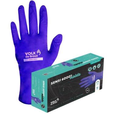 Imagem de Luva de Segurança Nitrílica Descartável Sensi 60001 Violeta 100un Volk