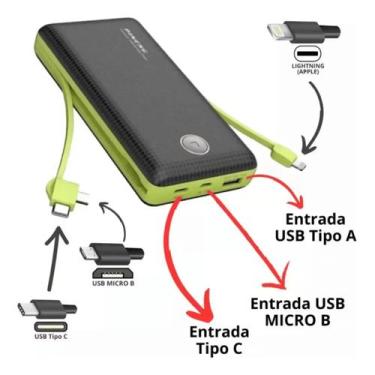 Imagem de Power Bank 20000 Mah Portátil Uso Diário Viagens Prático - Pinenc