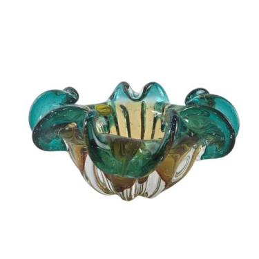 Imagem de Centro de Mesa Decorativo de Murano - Laradore Verde e Âmbar