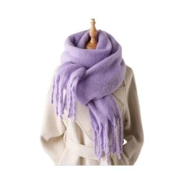 Imagem de Cachecol De Inverno Feminino Em Cashmere, Manta Quente E Macia, Xale L