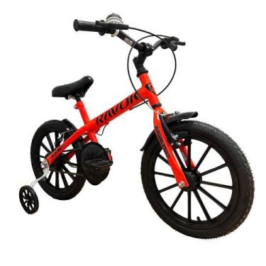 Imagem de Bicicleta Infantil Aro 16 Ravok com Rodinhas, Laranja neon