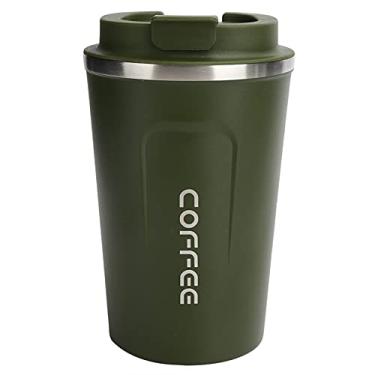 Imagem de Caneca isolada, Caneca a vácuo 380 ml de camada dupla de aço inoxidável à prova de derramamento Copo de café portátil para carro (verde)