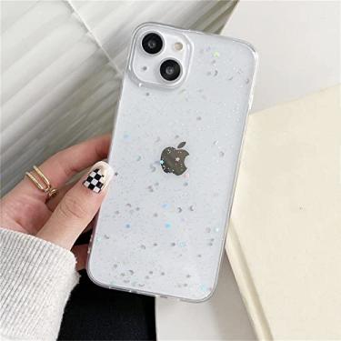 Imagem de Bling Star Glitter Powder Soft Silicone Phone Case Para iPhone 13 Pro Max 12 11 XR X XS 7 8 Plus SE Capa Epóxi Transparente, Transparente, Para iPhone 11