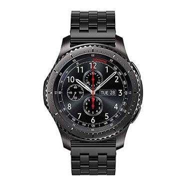 Imagem de Pulseira de relógio de aço inoxidável Kai Tian, pulseira de relógio de 46 mm, pulseira de 22 mm para Samsung Galaxy Gear S3 preto prata dois tons, 46mm, Preto