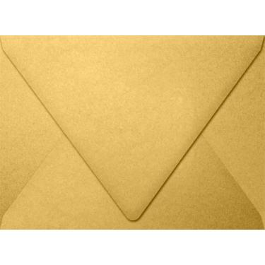 Imagem de Envelopes LUXPaper A7 em 80 lb. Envelopes de aba dourados metálicos, com contorno impresso para convites, pacote com 250, tamanho da envelope 14 x 19 cm (ouro)