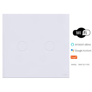 Imagem de Interruptor De Luz Touch Wi-Fi Tok Glass 2 Botões Branco Lumenx