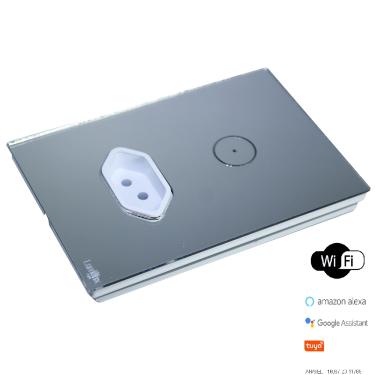 Imagem de Interruptor De Luz Touch Wi-Fi Tok Glass 1 Botão+Tom Prata Lumenx