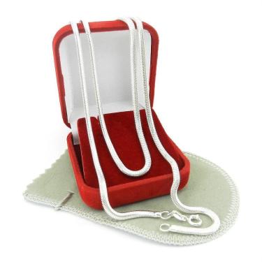 Imagem de Corrente Masculina 70cm 4mm Largura Folheada Prata CR414