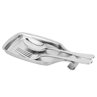 Imagem de utensílios de cozinha de aço inoxidável com suporte de colher de sopa espátula para cozinha, Conjunto de utensílios de cozinha de 3 peças,
