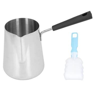 Imagem de Cafeteira Turca, Aquecedor de Manteiga Mini A?o Inoxid¨¢vel Caldeir?o de Aquecimento de Caf¨¦ 900ml com Bico para Caf¨¦ em Casa, pote de caf¨¦ turco aquecedor de manteiga pote de derretimento aqueced