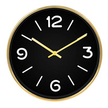 Imagem de Relógio Parede Decorativo Preto E Dourado 35cm