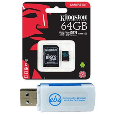 Imagem de Kingston 64GB SDXC Micro Canvas Go! Memory Card and Adapter Works with GoPro Hero 7 Black, Silver, Hero7 White Camera (SDCG2/64GB) Bundle with (1) Everything But Stromboli TF and SD Card Reader