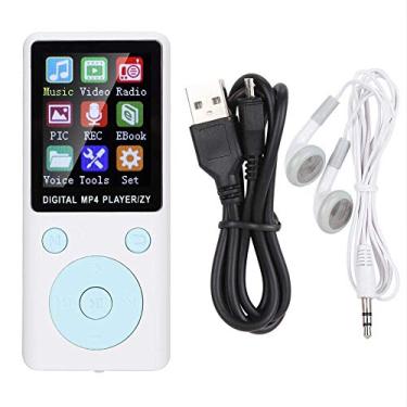 Imagem de MP3 Player, 8G Music Player Suporte Bluetooth MP3 MP4 Players portáteis 32G Cartão de memória Botões redondos para ambientes externos (Branco)