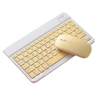 Imagem de Conjunto Teclado E Mouse Bluetooth Portátil 10 Polegadas - Amarelo
