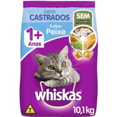 Imagem de Ração Seca Whiskas Peixe Para Gatos Adultos Castrados 10,1Kg