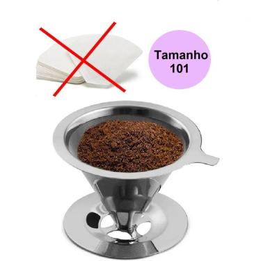 Imagem de Coador Café Inox Não Precisa De Filtro 2 Xicaras Tamanho 101