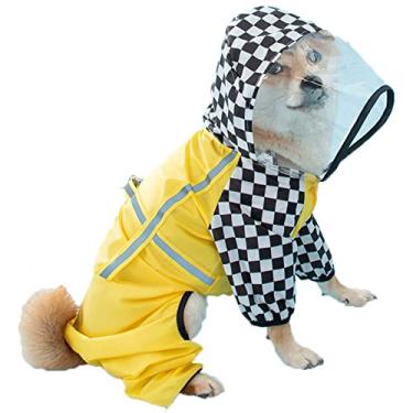 Imagem de Capa de chuva para cachorro poncho transparente com capuz respirável para cães pequenos, médios e grandes, capa de chuva à prova d'água reflexiva Golden Retriever/Corgi/Shiba Inu, amarelo 2,5XL (20