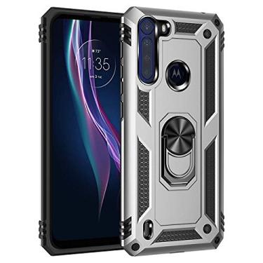 Imagem de HONGYAN Capa de telefone Para Motorola Moto One Fusion TPU à prova de choque + capa protetora de PC com suporte giratório de 360 ​​graus Capa protetora