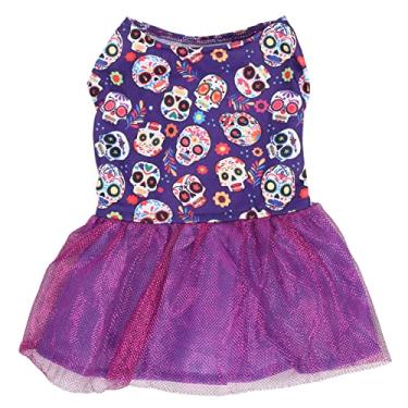 Imagem de Vestido de Halloween para animais de estima??o,vestido de princesa de cachorro macio el¨¢stico e bonito com malha e design plissado para filhotes pequenos e m¨¦dios festa di¨¢ria de Halloween(S), V
