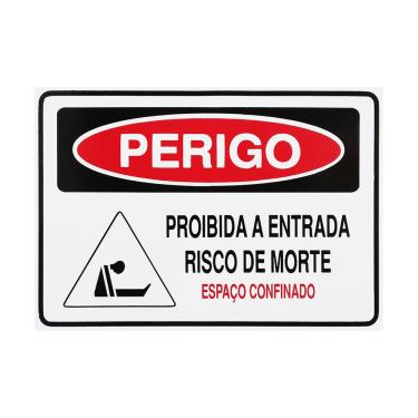 Imagem de Placa De Sinalização Perigo Proibida A Entrada Risco De Morte Espaço Confinado 30x20 Acesso - S-235/2 F9e