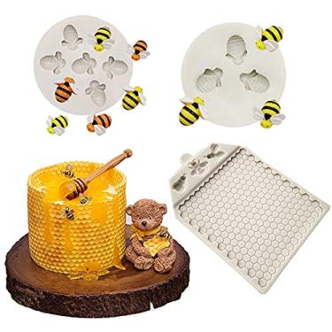 Imagem de Cestony 3 Pçs Bumble Bee Honeycomb Moldes de Silicone para DIY Bolo Fondant Biscuit Cookies Pudim de Açúcar Chocolate Doces Duro Decoração de Sobremesa