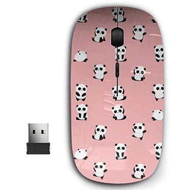 Imagem de Mouse sem fio USB ergonômico portátil 2,4 G para PC, laptop, computador, notebook com nano receptor (panda urso)