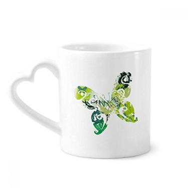 Imagem de Caneca de grafite borboleta verde animal café cerâmica copo de coração de vidro