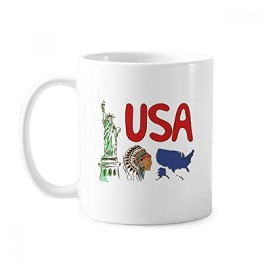 Imagem de Caneca de cerâmica cerâmica com símbolo nacional dos Estados Unidos com padrão de marco de referência