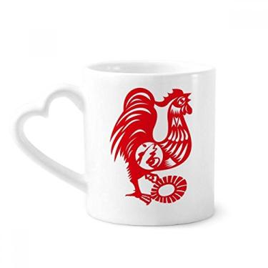 Imagem de Ano do galo animal China Zodíaco caneca café cerâmica copo de coração de vidro
