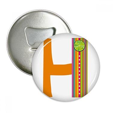 Imagem de H Alfabeto laranja frutas bonito padrão abridor de garrafas ímã de geladeira emblema multifuncional