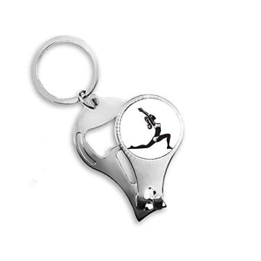 Imagem de Yoga Keep Healthy Stretching Outline Nail Nipper Ring Chaveiro Abridor de Garrafas Cortador