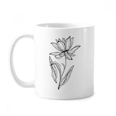 Imagem de Black Line Flor Caneca Cerâmica Cerâmica Cerâmica Copo de Porcelana