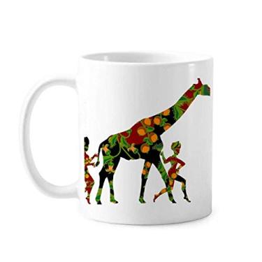Imagem de Caneca de girafa feminina negra, aborígene, africana, cerâmica, xícara de café, porcelana