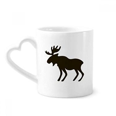 Imagem de Caneca com desenho de animal fofo de alce preto caneca de café cerâmica copo de coração de vidro