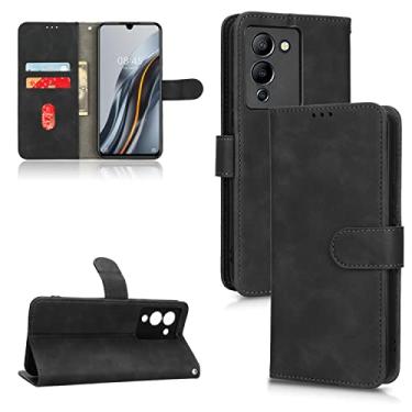 Imagem de Capas de telefone Business Skin Feel compatíveis com Infinix Note 12 G96 Note 12 VIP capa de couro slots para cartão clipe carteira capa de telefone à prova de choque (preto, Infinix Note 12 G96)