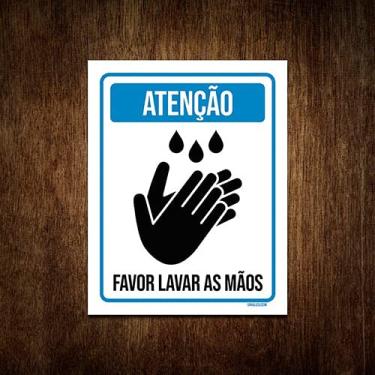 Imagem de Placa De Sinalização - Atenção Favor Lavar Mãos 36x46