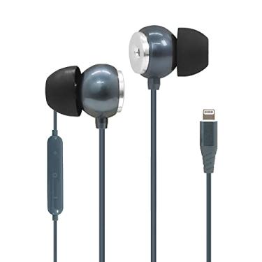 Imagem de Realm Fones de ouvido Lightning para iPhone MFi, com conector Lightning em fones de ouvido com microfone embutido, chamadas e controles de faixa sem as mãos e controle de pista azul