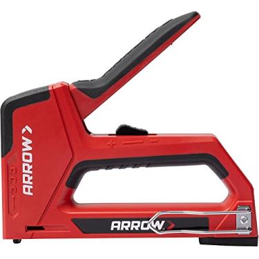 Imagem de Arrow Pistola manual de grampos e pregos T501 5 em 1, grampeador de arame e pregador para madeira, estofamento, construção, isolamento, artesanato, cercas e cabos, preto/vermelho