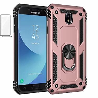 Imagem de Capa para Samsung Galaxy J7 Pro Capinha com protetor de tela de vidro temperado [2 Pack], Case para telefone de proteção militar com suporte para Samsung Galaxy J7 Pro (Ouro rosê)