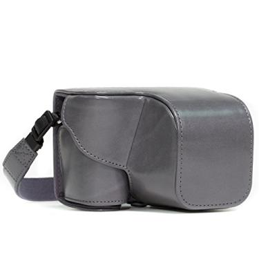 Imagem de MegaGear Capa de couro "Ever Ready" para câmera – fácil de instalar, acessório para tripé e periféricos – compatível com Sony Alpha A6000, A6300 (cinza)