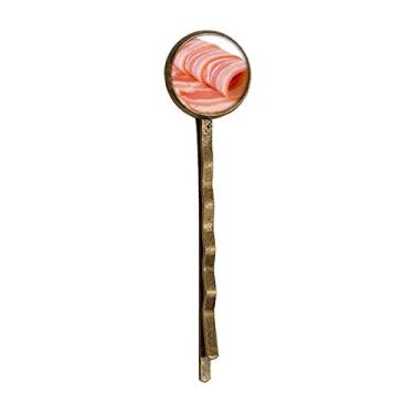 Imagem de Rolo de cordeiro com textura de carne crua alimento retrô de metal para cabelo Bobby Pin Headwear