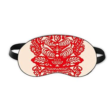 Imagem de China Red Dragon Fish Leaf Pattern Sleep Eye Shield Soft Night Vlindfold Shade Cover